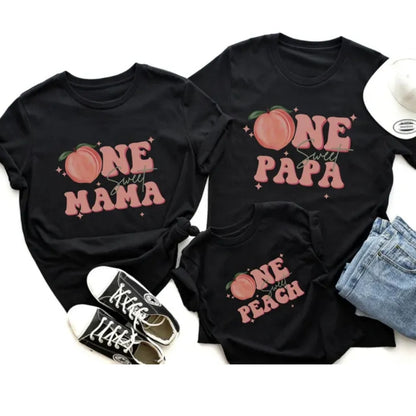 One Sweat Peach 1st Birthday Matching Family T Shirts, Peach First Birthday Matching Shirts For Family ET0364