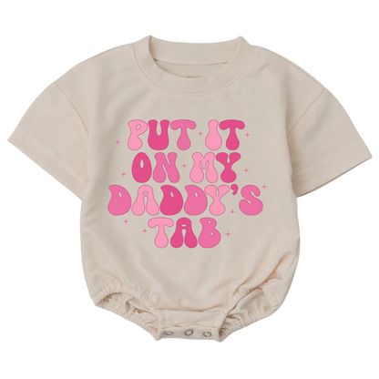 Put It On My Daddy’s Tab Baby T Shirt Romper, Funny Baby Girl Romper BB0060
