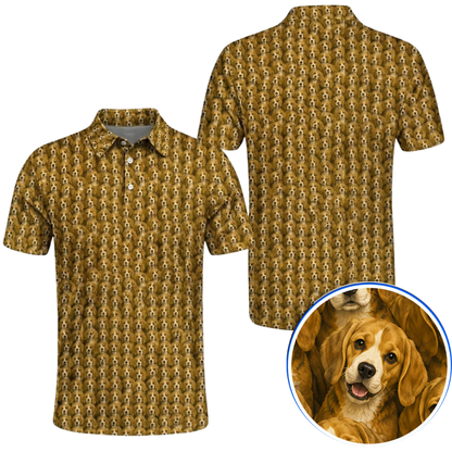 Beagle Hound Mens Yellow Golf Polo Shirt, Beagle Dog Golf Shirt GZ0389