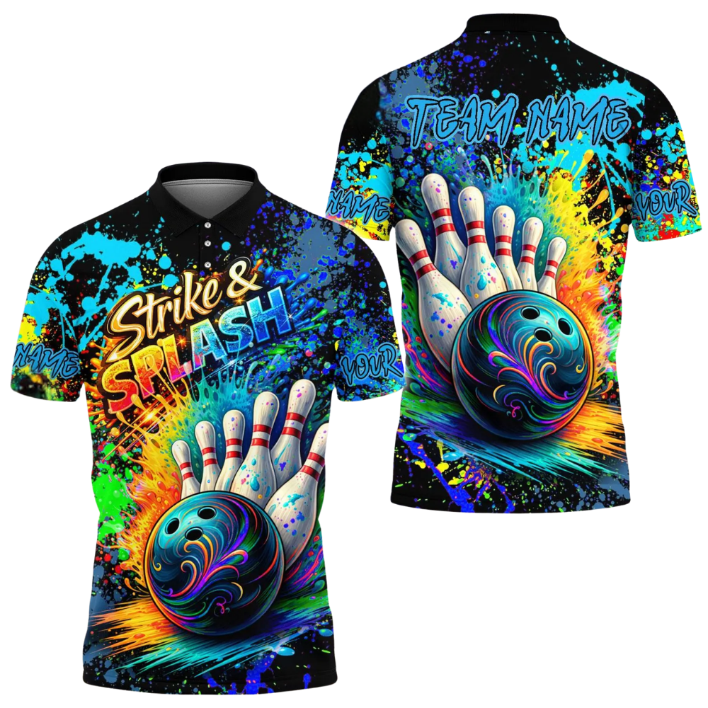 Strike & Splash Custom Colorful Mens Bowling Team Shirts, Custom Multicolor Bowling Shirts BE0204