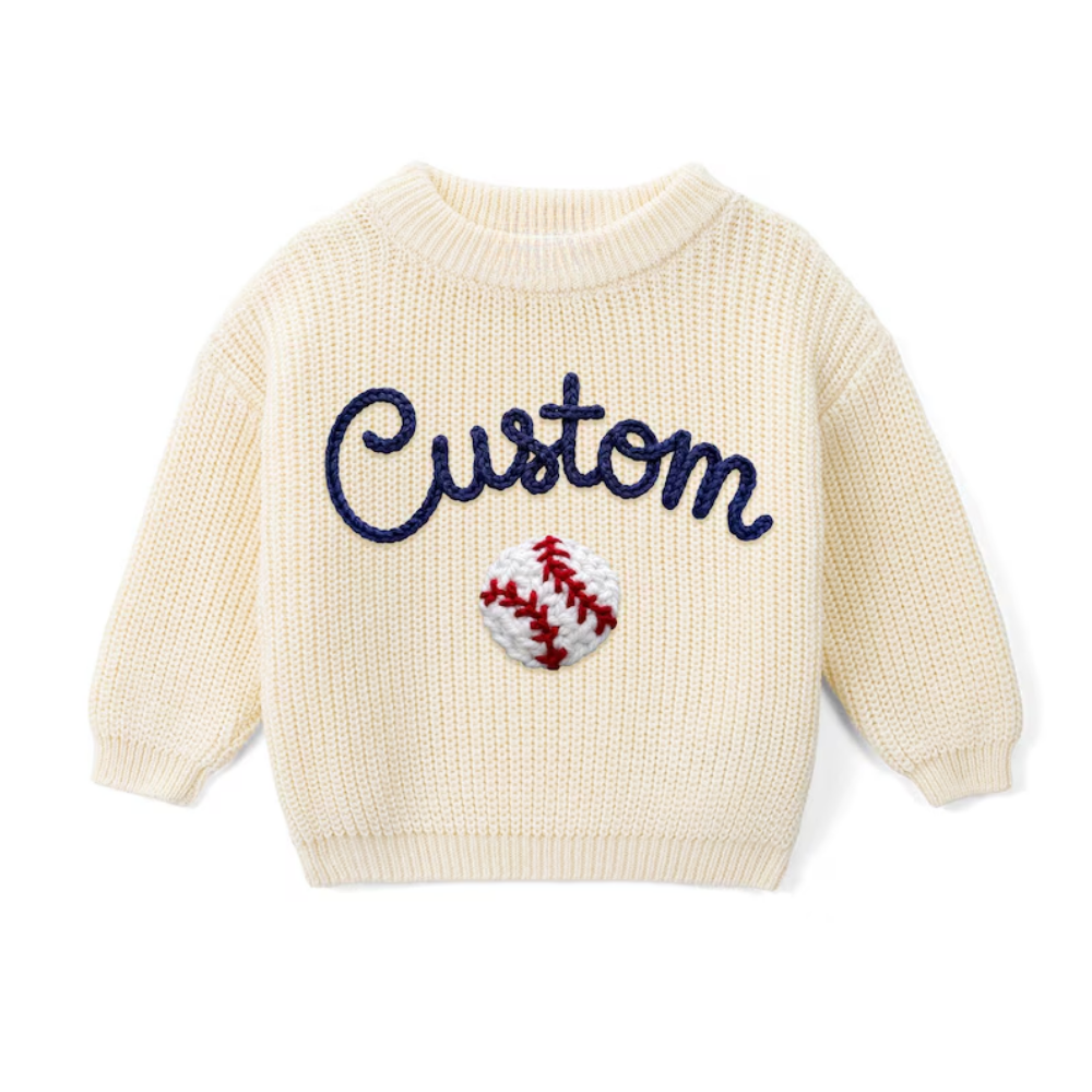 Personalized Baseball Baby Embroidered Sweater, Custom Baby Baseball Lover Sweatshirt BB0319