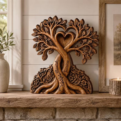Custom Couple Name Tree Heart Layer Wooden Block, Personalized Wedding Keepsake Wooden Plaque WD0927