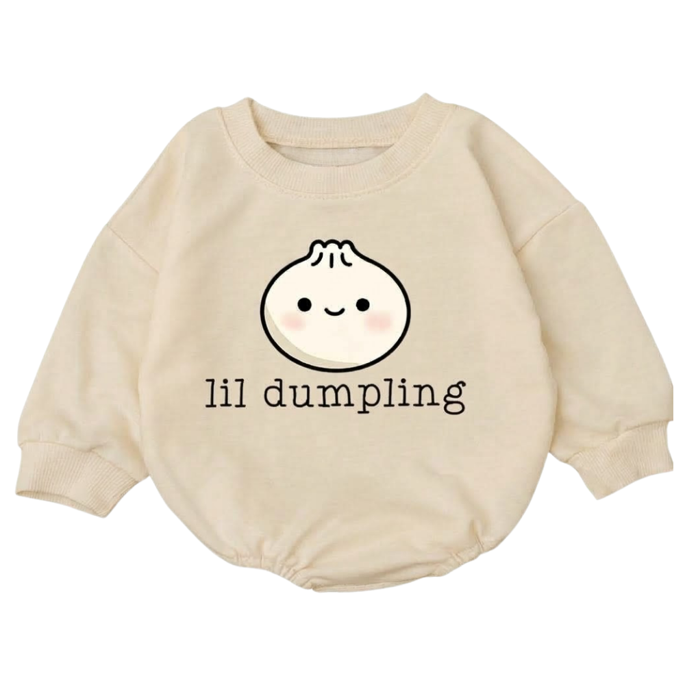 Lil Dumpling Baby Romper Sweatshirt, Dimsum Lover Baby Romper Sweatshirt BB0080