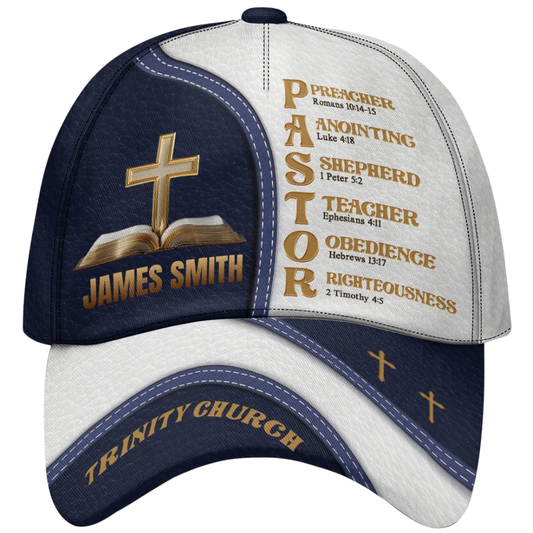 Custom Name Pastor And Church Name Baseball Cap, Personalized Pastor Appreciation Hat 3D Printed CP0582