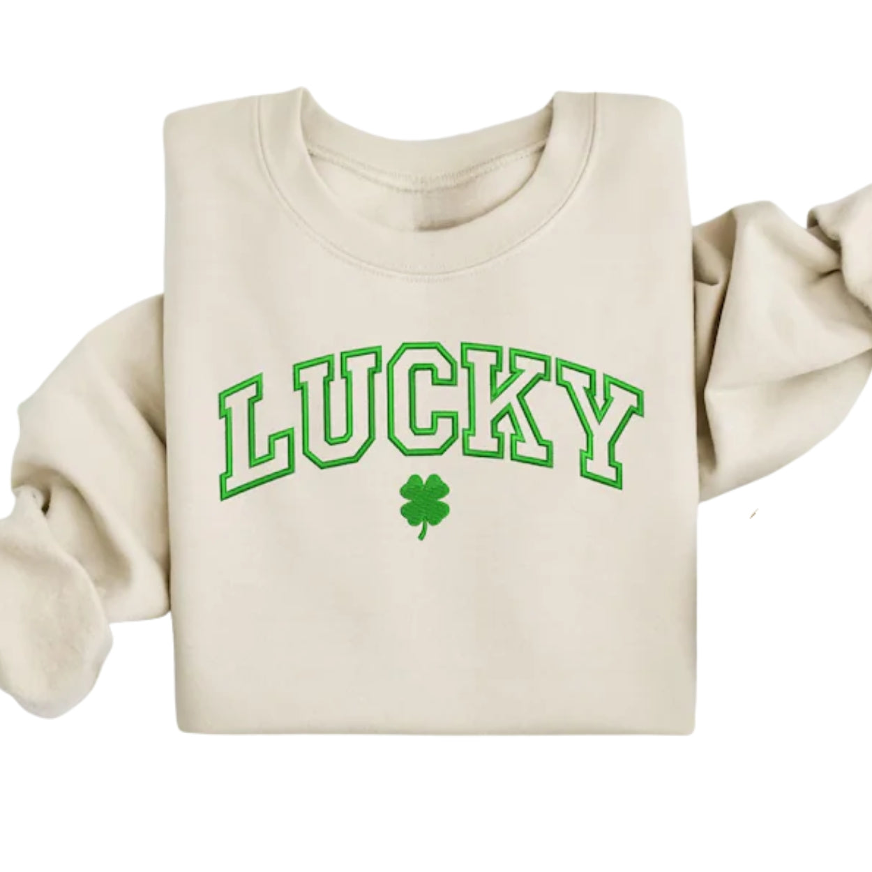 Embroidered Lucky Shamrock Sweatshirt, St Patrick's Day Sweatshirts 2D0858