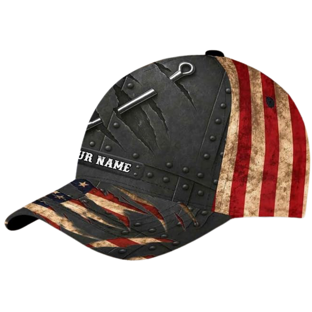Custom American Flag Hook Fishing 3D Baseball Cap, Custom Fishing Lovers Cap Hats CP0529