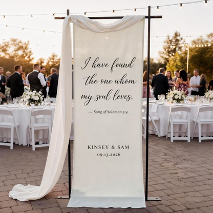 I Have Found The One Whom My Soul Loves Custom Wedding Fabric Welcome Banner, Custom Christian Wedding Welcome Sign WD0490