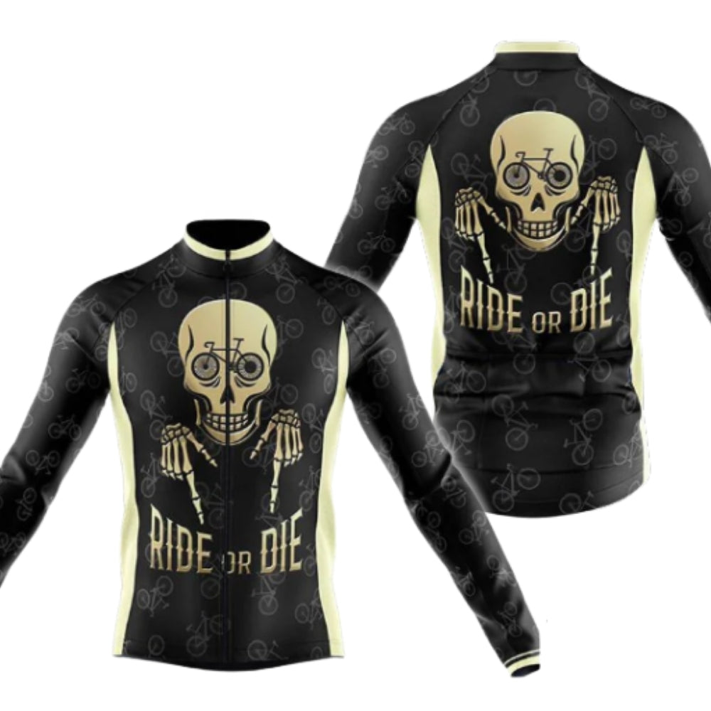 Ride Or Die Skull Cycling Long Sleeve Mens Jersey, Skull Cycling Jersey CG0729