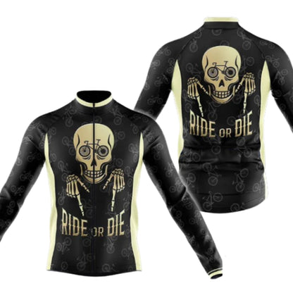 Ride Or Die Skull Cycling Long Sleeve Mens Jersey, Skull Cycling Jersey CG0729