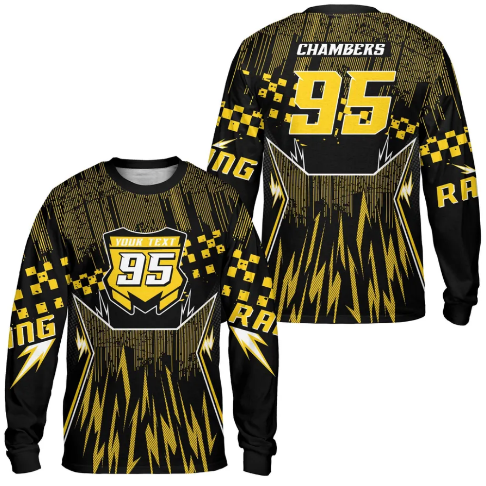 Personalized Mens Black Red Dirt Bike Jersey Long Sleeve, Custom Racing Dirt Bike Shirts MZ0108