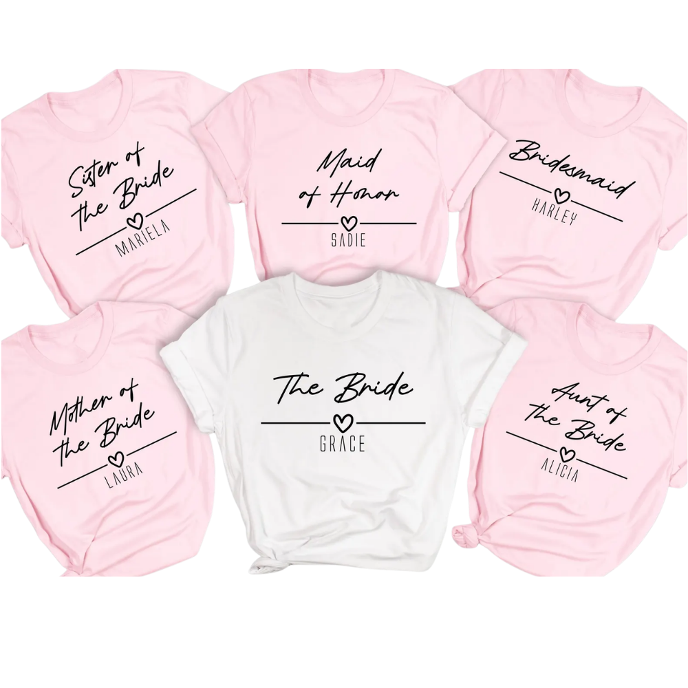 Custom Name Bridesmaid Mother Of The Bride Matching T Shirt, Custom Bridal Shower Party Matching Shirts ET1030
