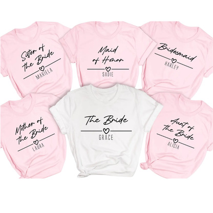Custom Name Bridesmaid Mother Of The Bride Matching T Shirt, Custom Bridal Shower Party Matching Shirts ET1030