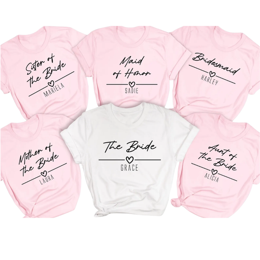 Custom Name Bridesmaid Mother Of The Bride Matching T Shirt, Custom Bridal Shower Party Matching Shirts ET1030
