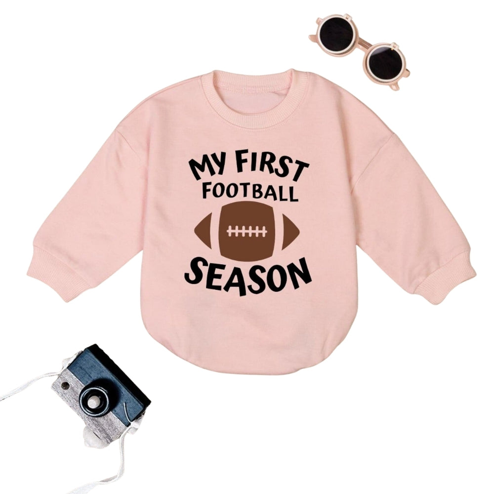 My First Football Season Baby Romper Sweatshirt, Football Baby Romper Sweatshirt BB0210