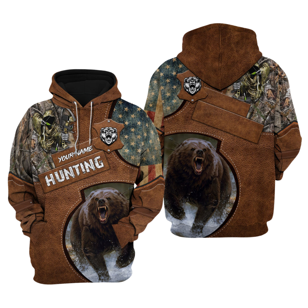 Custom Beat Bow Hunting Hoodie 3D Printed For Men, Custom Bear Hunter Lover Hoodie 2D1202