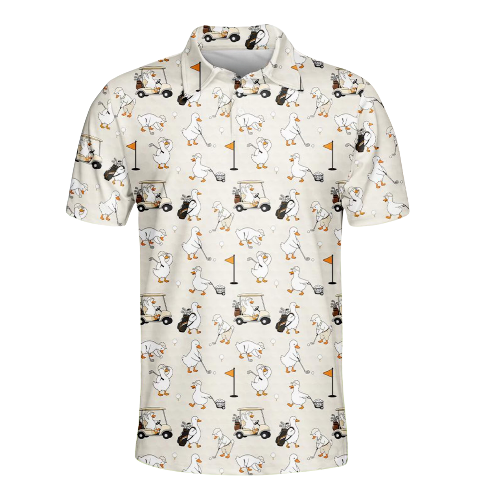 Men's Funny Goose Golf Polo Shirt, Goose Duck Lover Golf Shirt GE0586