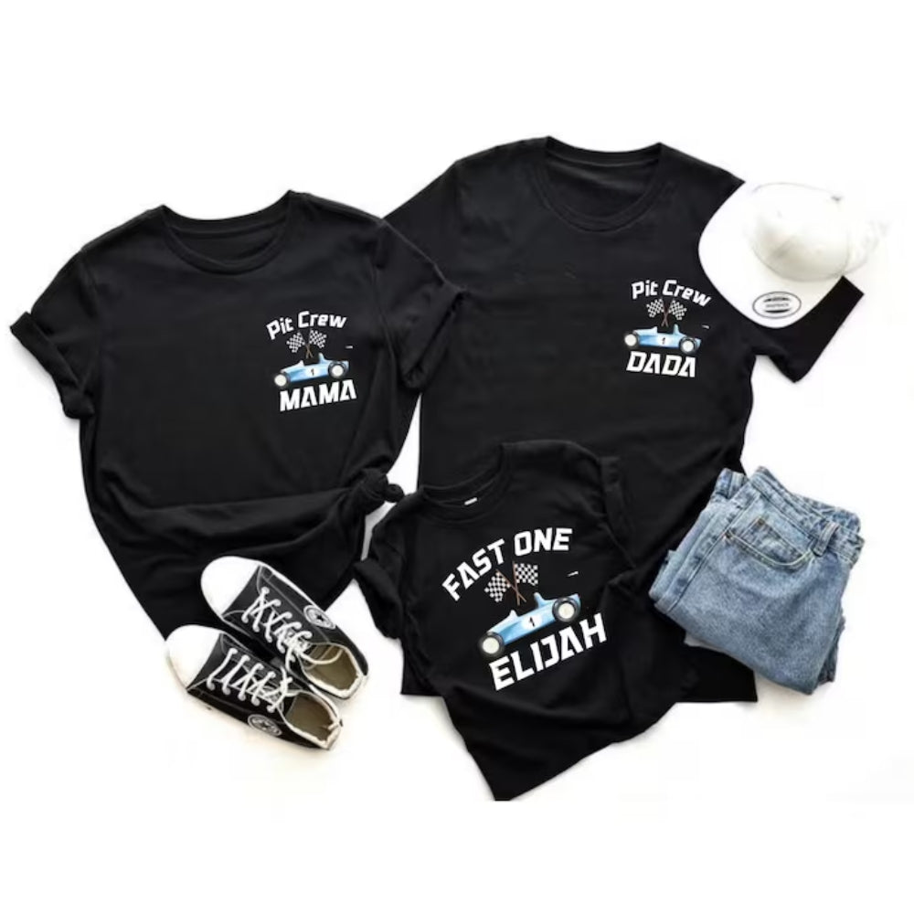 Fast One Pit Crew Custom Matching Family 1st Birthday T Shirts, Custom First Birthday Shirts For Family ET0068