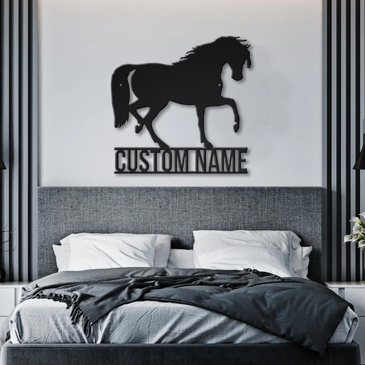 Custom Horse Running Metal Wall Art With LED Lights, Personalized Riding A Horse Metal Sign, Horse Running Home Decor CN1372
