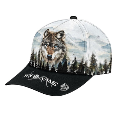 Personalized Wolf 3D Baseball Cap, Custom Name Wolf Hats Caps CP0170