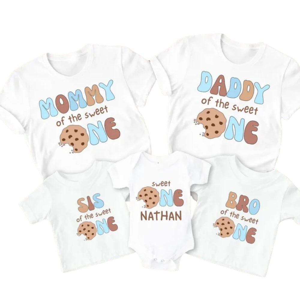 Sweet One Cookie Custom First Birthday Matching T-Shirt For Family, Custom 1st Birthday Matching Family Shirts ET0344
