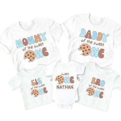 Sweet One Cookie Custom First Birthday Matching T-Shirt For Family, Custom 1st Birthday Matching Family Shirts ET0344