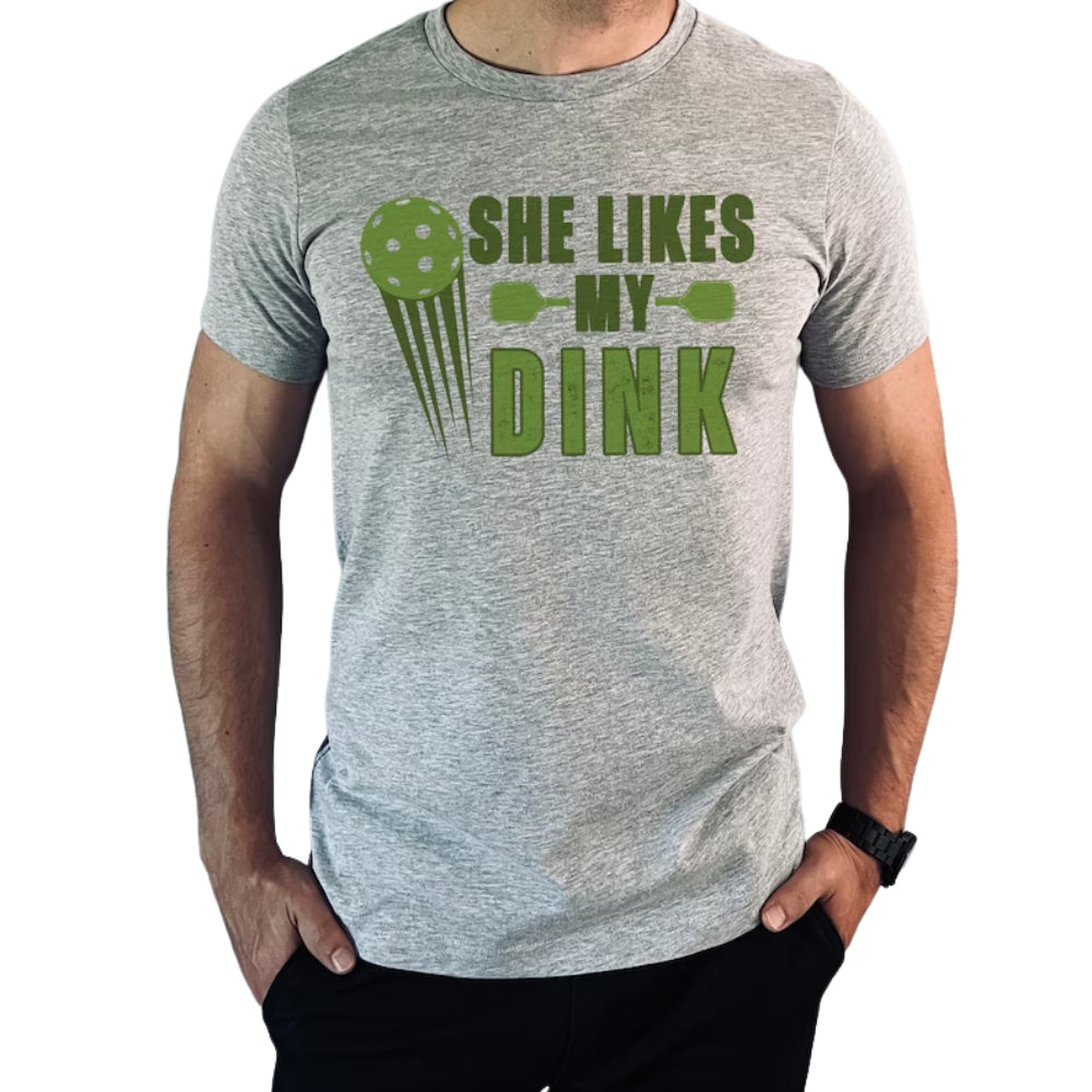 She Likes My Dink He Likes My Pickleballs Matching Golf T Shirt For His And Her, Funny Pickleball Matching Shirt For Couple ET0767