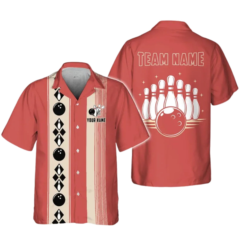 Custom Vintage Black Beige Bowling Hawaiian Shirt, Custom Vintage Bowling Team Shirts BE0169