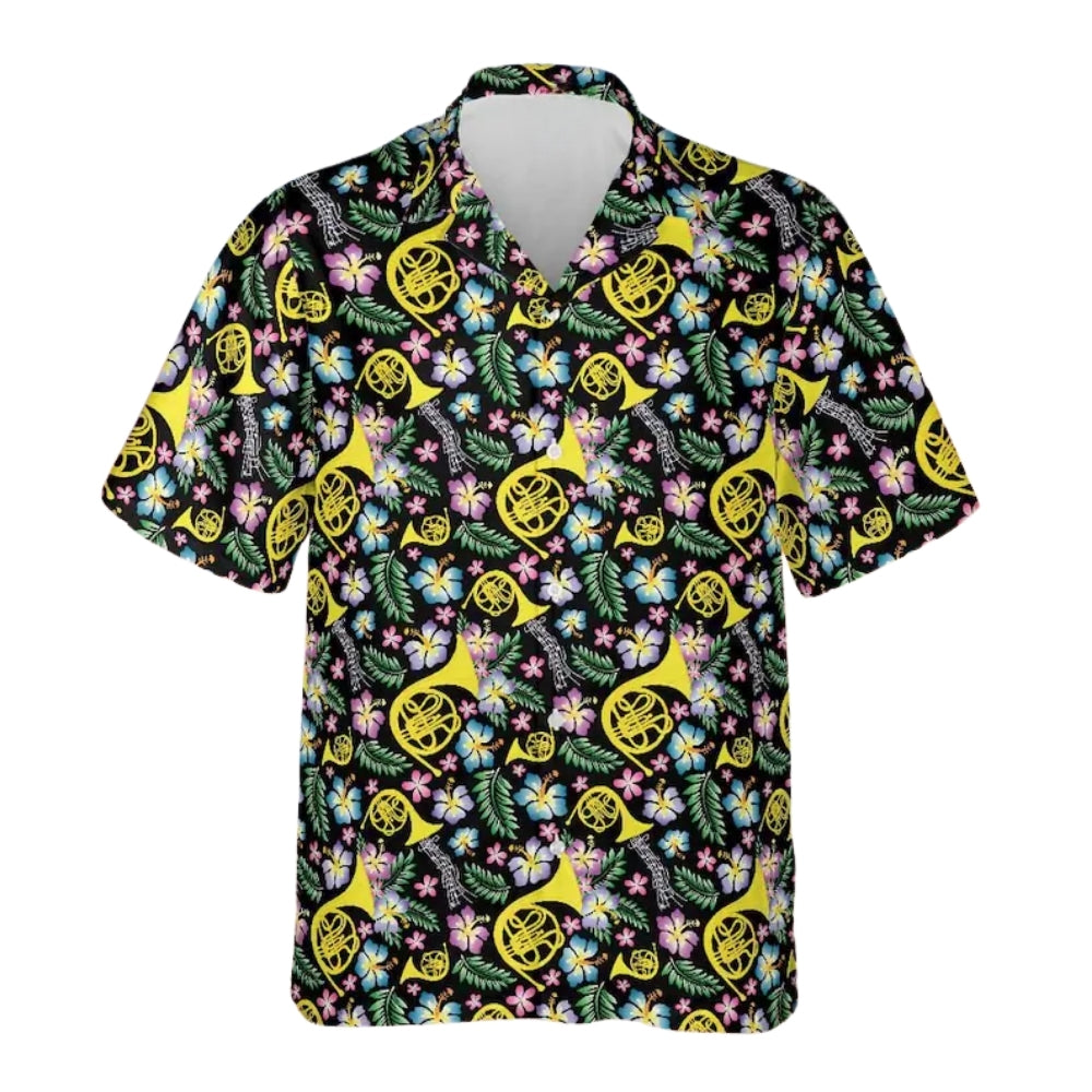 Tropical French Horn Hawaiian Shirt For Men Women, French Horn Hawaiian Shirts For Instrumentalist HE0330