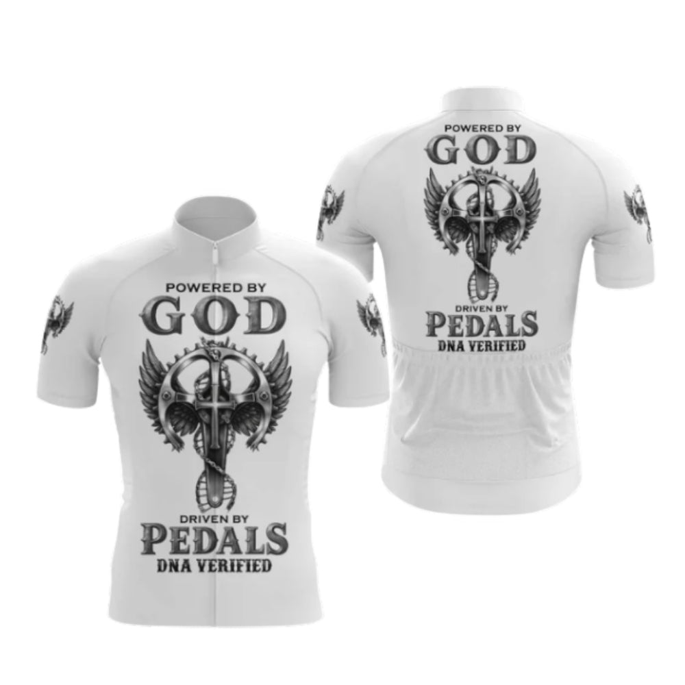 Powered By God Driven By Pedals DNA Verified Short Sleeve Men's Cycling Jersey, God Cycling Jerseys CG0533
