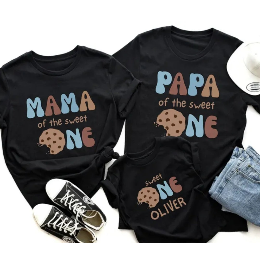 Sweet One Cookie Custom First Birthday Matching T-Shirt For Family, Custom 1st Birthday Matching Family Shirts ET0344