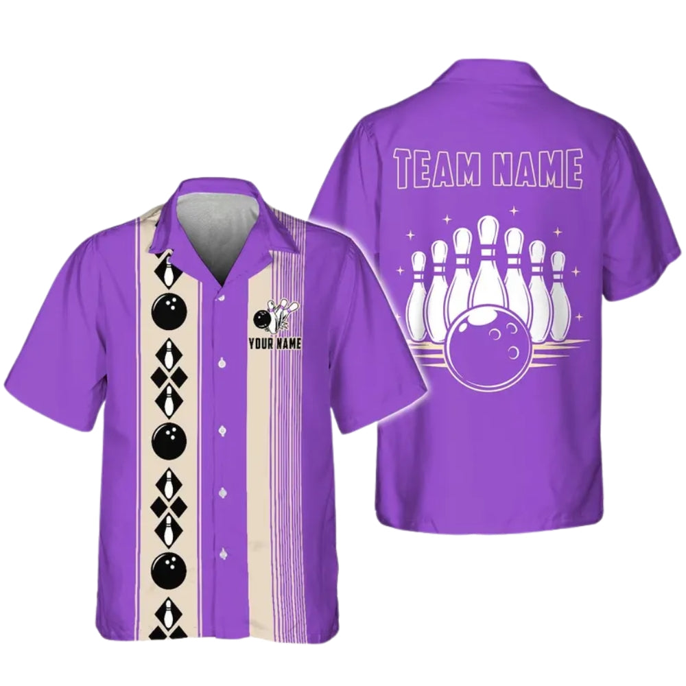 Custom Vintage Black Beige Bowling Hawaiian Shirt, Custom Vintage Bowling Team Shirts BE0169