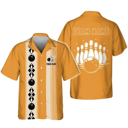 Custom Vintage Black Beige Bowling Hawaiian Shirt, Custom Vintage Bowling Team Shirts BE0169