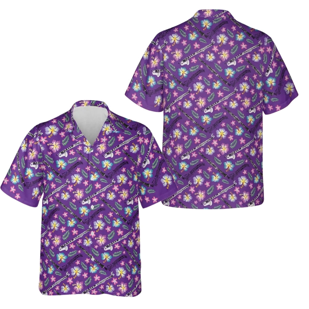 Clarinet Floral Hawaiian Shirt For Men Women, Tropical Clarinet Player Hawaiian Shirts HE0331