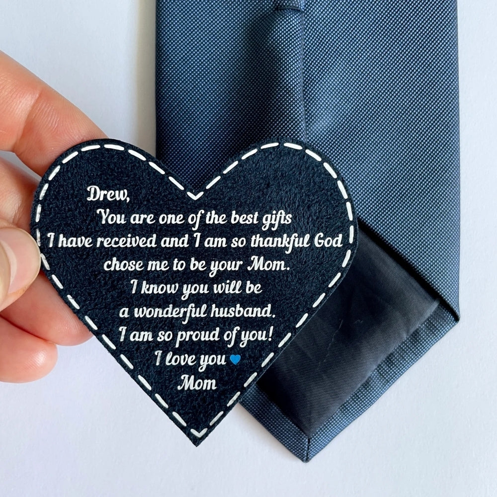 Personalized Tie Patch From Mother To Groom On His Wedding, Personalized Son's Wedding Day Tie Patch WD0074