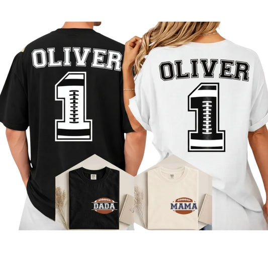 Custom Football First Birthday Matching Family T Shirts, Personalized 1st Birthday Football Family Shirts ET0345