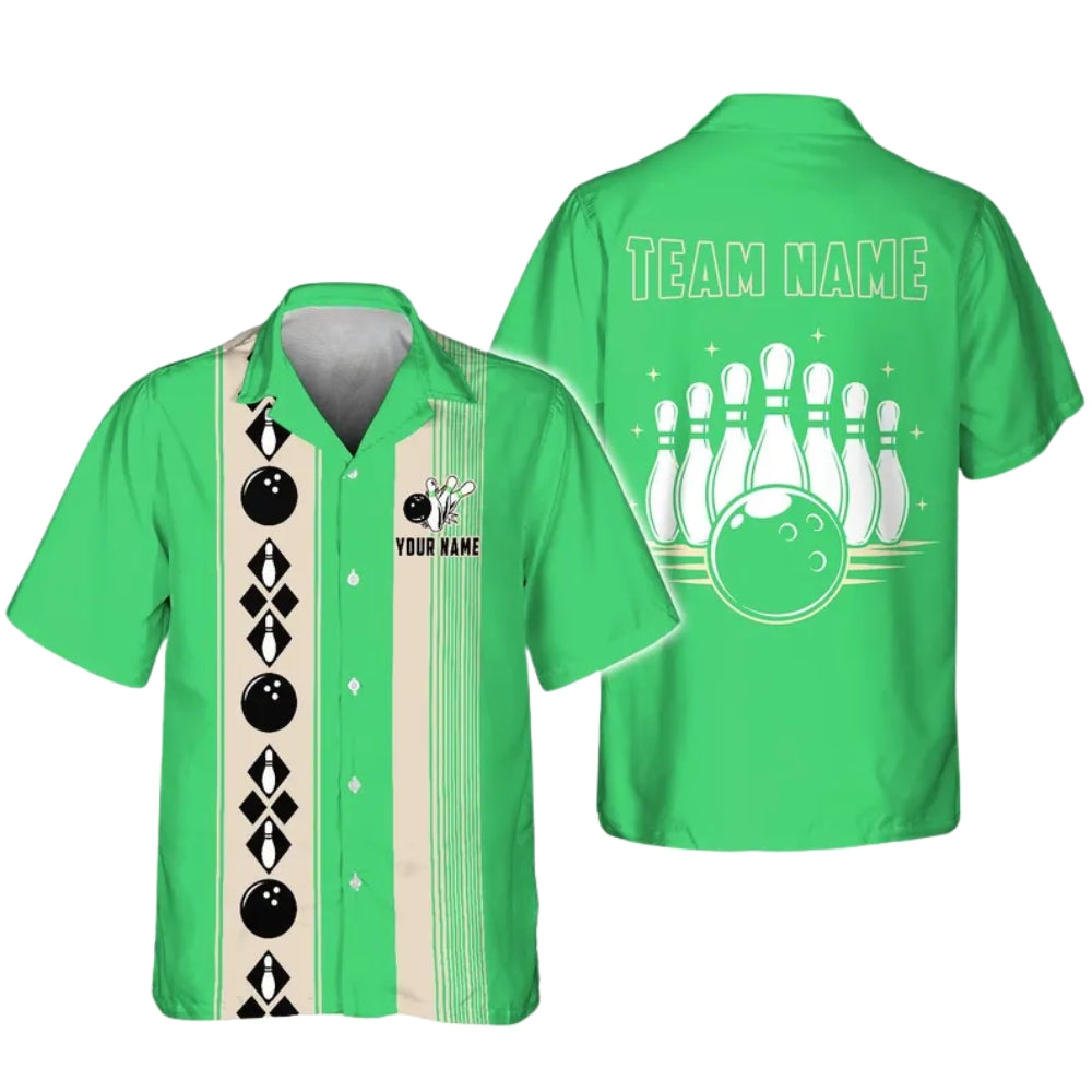 Custom Vintage Black Beige Bowling Hawaiian Shirt, Custom Vintage Bowling Team Shirts BE0169