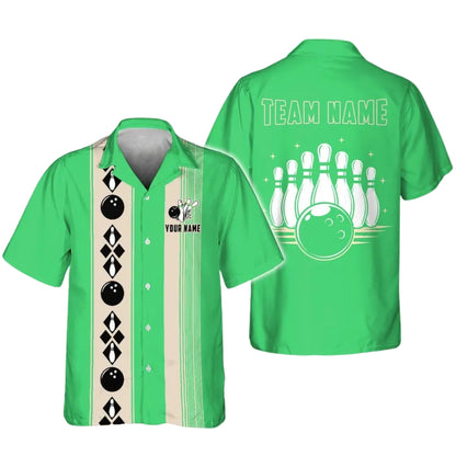 Custom Vintage Black Beige Bowling Hawaiian Shirt, Custom Vintage Bowling Team Shirts BE0169