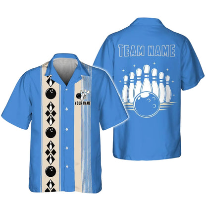 Custom Vintage Black Beige Bowling Hawaiian Shirt, Custom Vintage Bowling Team Shirts BE0169