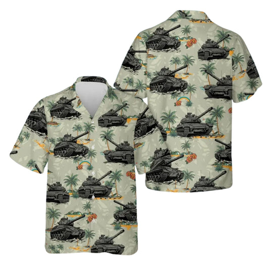 Tank Military Tropical Hawaiian Shirt For Men, Tank Hawaiian Shirts For Veteran HE0146