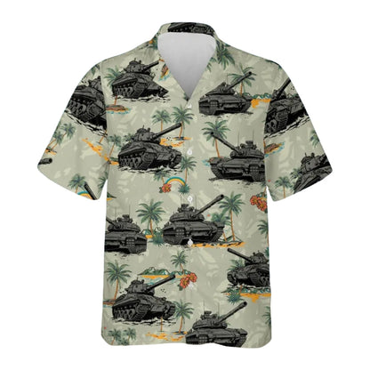 Tank Military Tropical Hawaiian Shirt For Men, Tank Hawaiian Shirts For Veteran HE0146