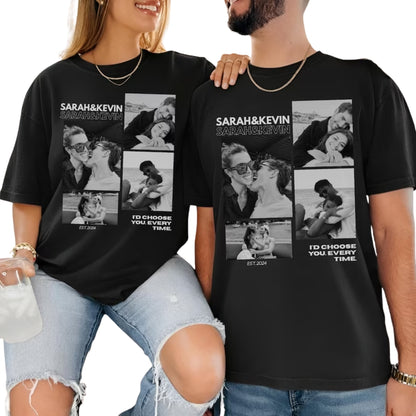 Custom Photo Couple Matching T Shirts For Anniversary, Personalized Photo Matching Shirts For Couples ET0770