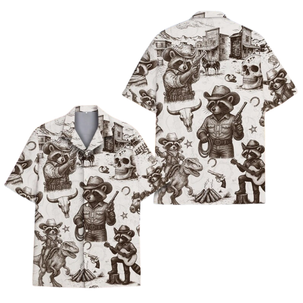 Cowboy Raccoon Hawaiian Shirt For Men Women, Western Raccoon Hawaiian Shirts HE0116