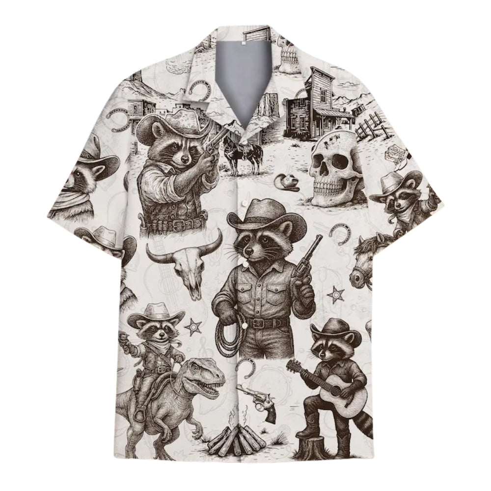Cowboy Raccoon Hawaiian Shirt For Men Women, Western Raccoon Hawaiian Shirts HE0116