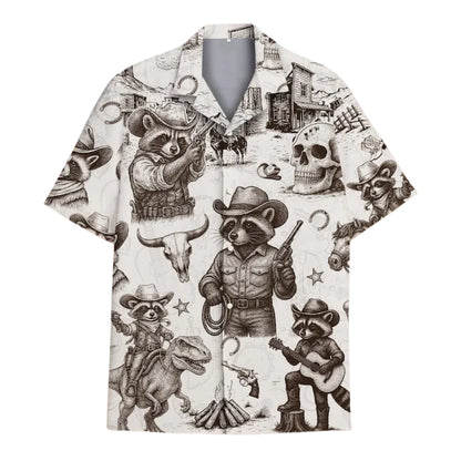 Cowboy Raccoon Hawaiian Shirt For Men Women, Western Raccoon Hawaiian Shirts HE0116