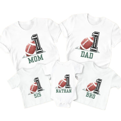 Custom Matching Football 1st Birthday Family T Shirts, Custom Football First Birthday Shirts For Family ET0348