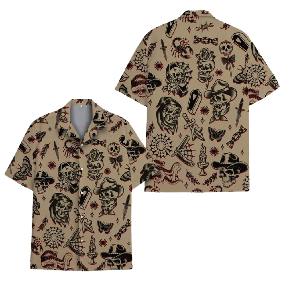 Vintage Skull Men's Hawaiian Shirt, Skull Lover Hawaiian Shirts HE0148