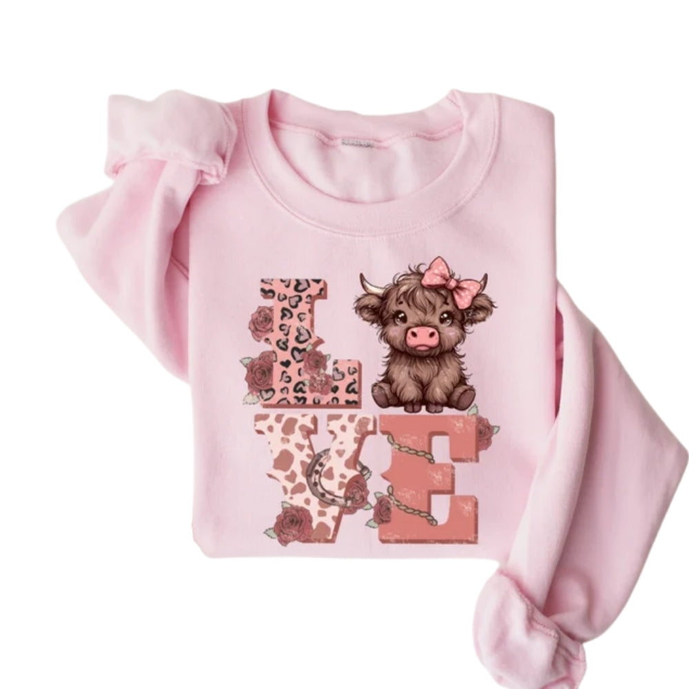 Valentines Highland Cow Love Sweatshirt, Western Valentine Sweatshirt 2D0776