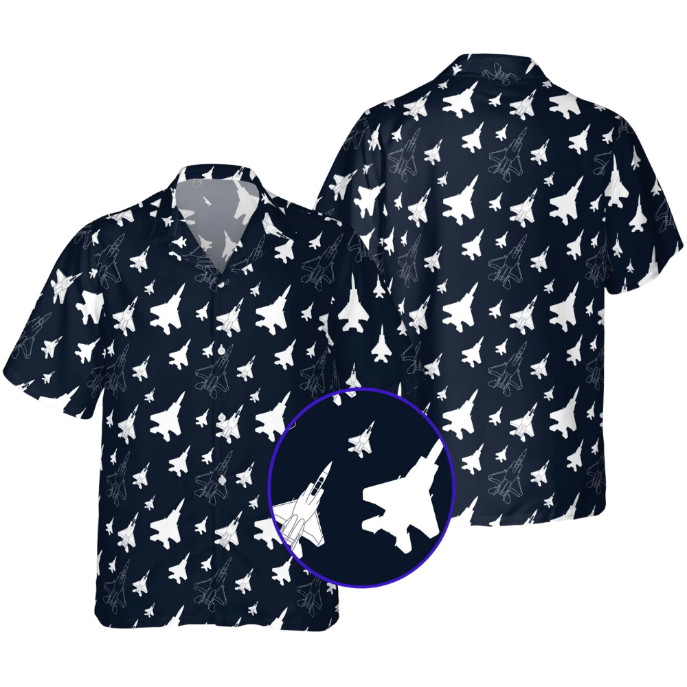 F-15 Fighter Jet Air Force Men's Hawaiian Shirt, Military Aircraft Hawaiian Shirt For Pilot HE0372