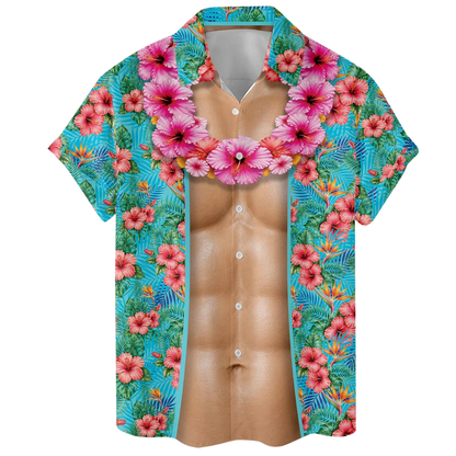 Muscle Tropical Hawaiian Shirt For Men, Muscle Aloha Hawaiian Shirts HE0470