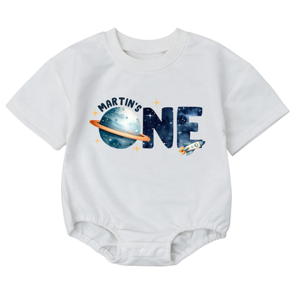 Custom Name Baby Astronaut First Birthday T Shirt Romper, Custom 1st Birthday Baby Romper BB0061
